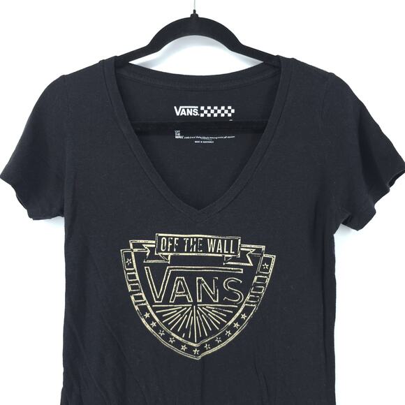 Vans off the Wall Stretch Black Skater Essential Classic Emblem Logo Graphic-T M - Picture 2 of 9